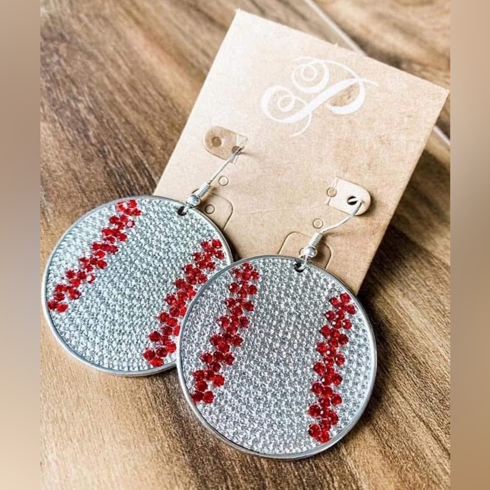 NEW Silver Baseball Earrings - Picture 7 of 9